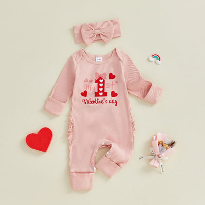 MY 1ST VALENTINE'S DAY Ruffle Jumpsuit