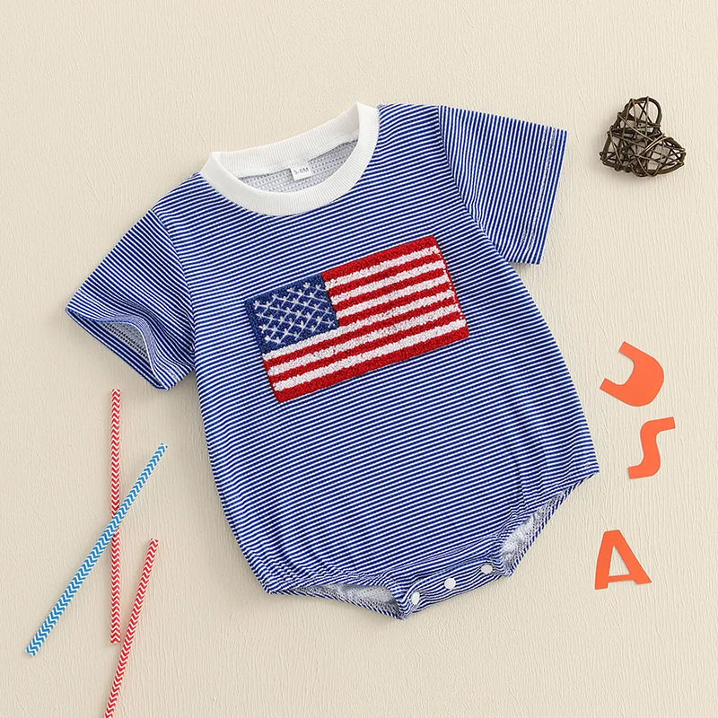 USA FLAG Striped T-Shirt Onesie