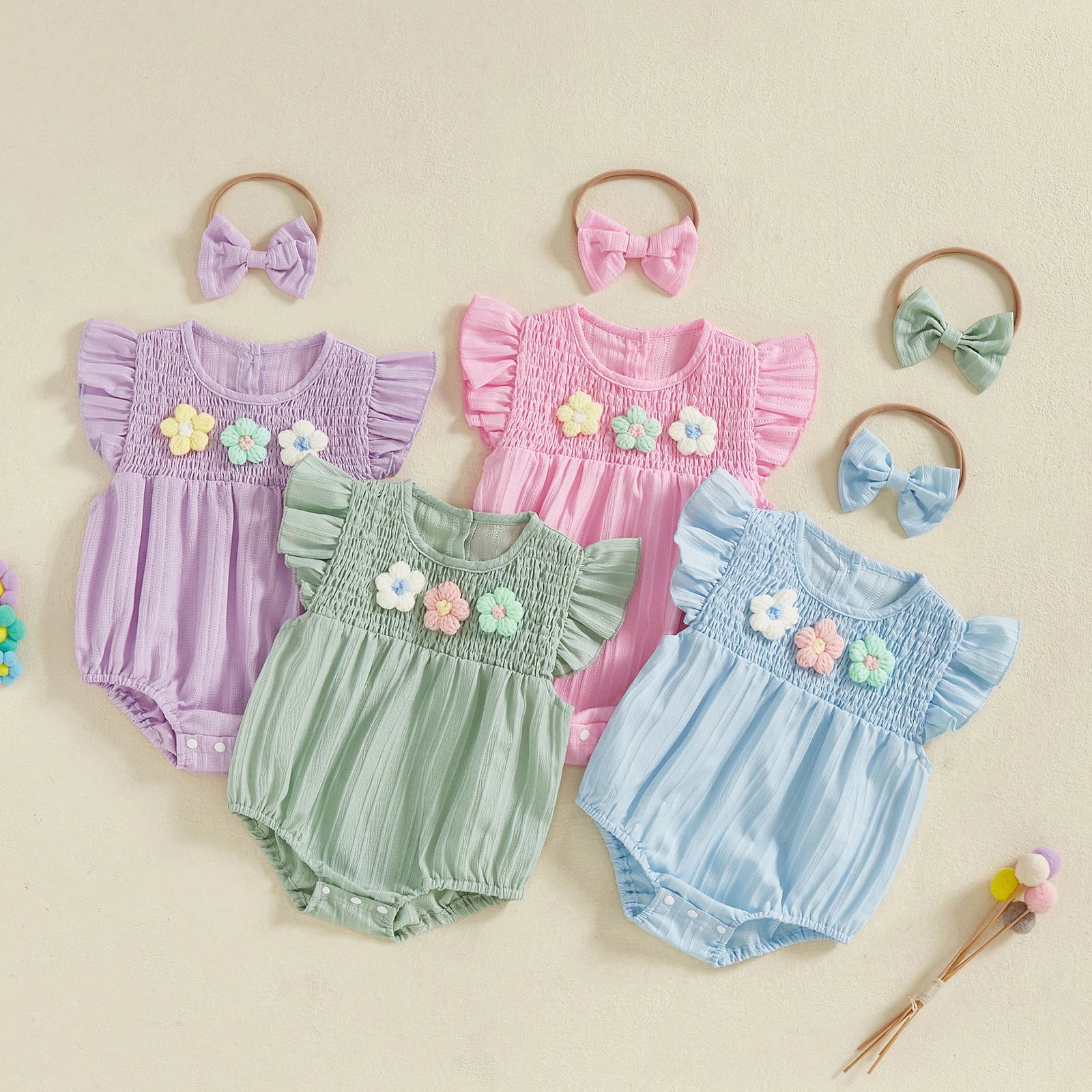 FLOWERS Smocked Romper