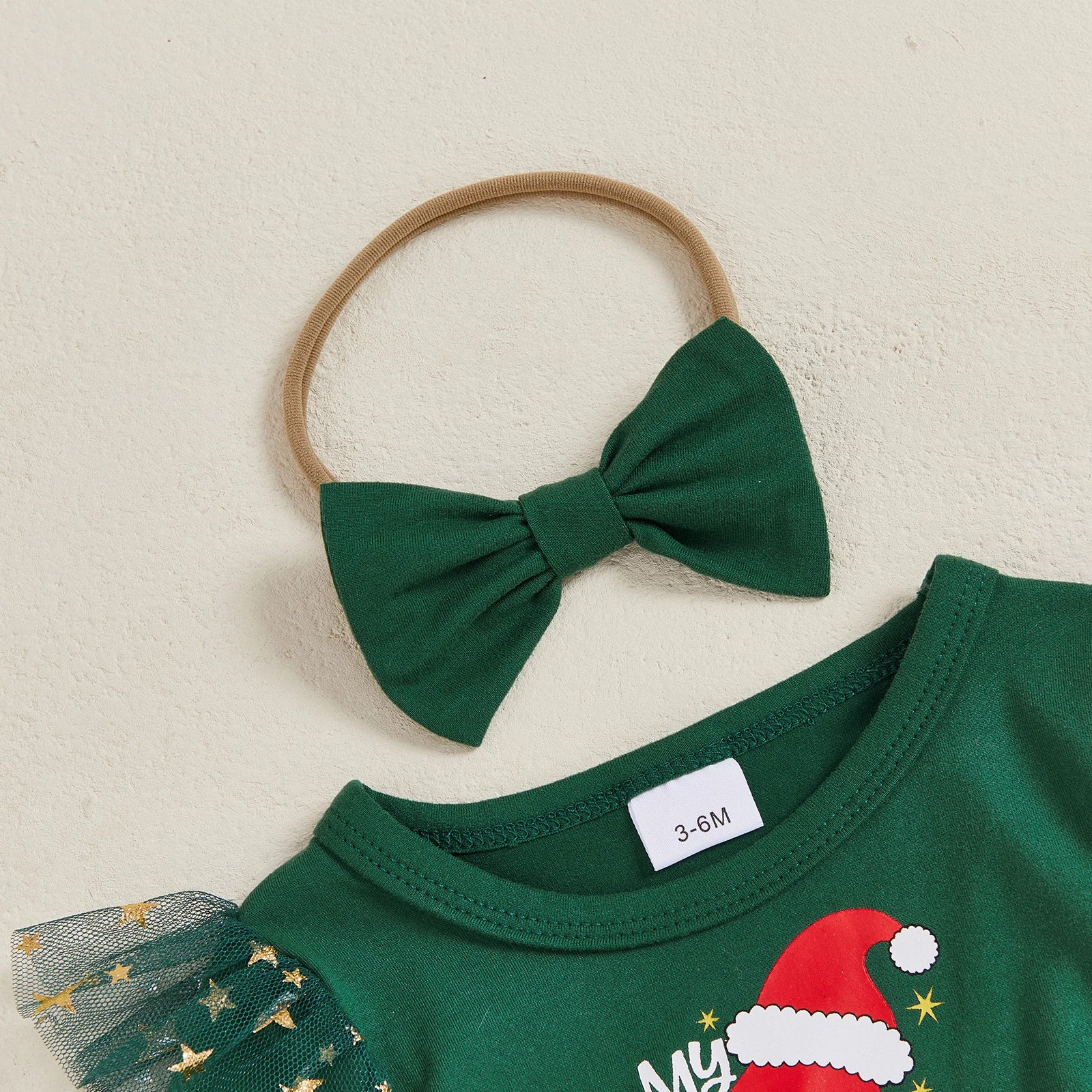 MY 1ST CHRISTMAS Sparking Stars Tutu Romper Dress