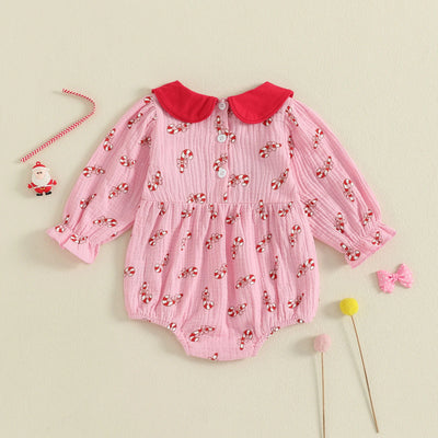 CANDY CANE Bowtie Collar Romper