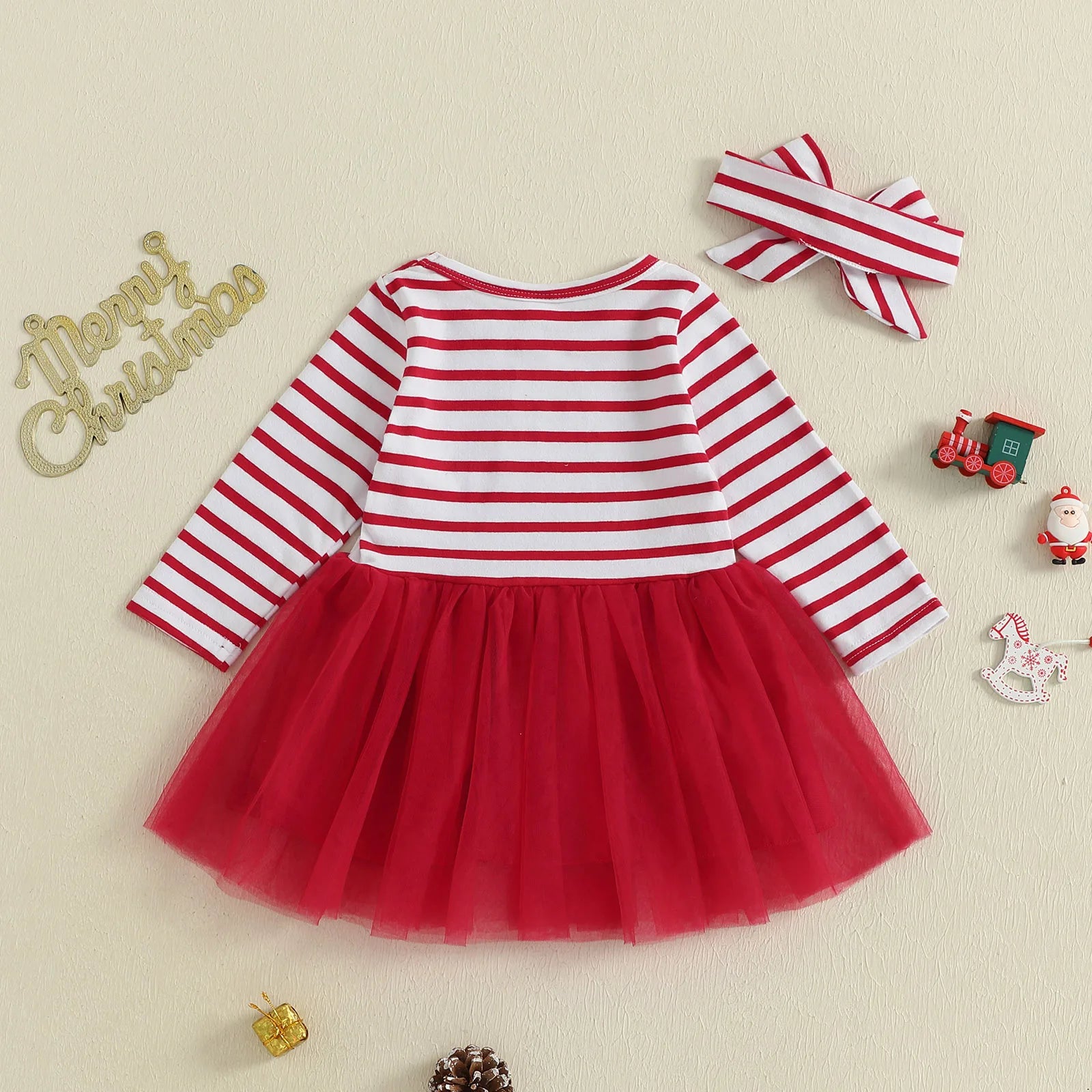 SANTA Striped Red Tulle Dress