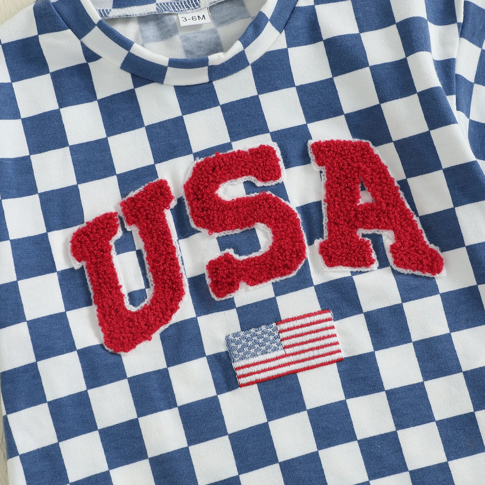 USA Checkered Blue T-Shirt Onesie