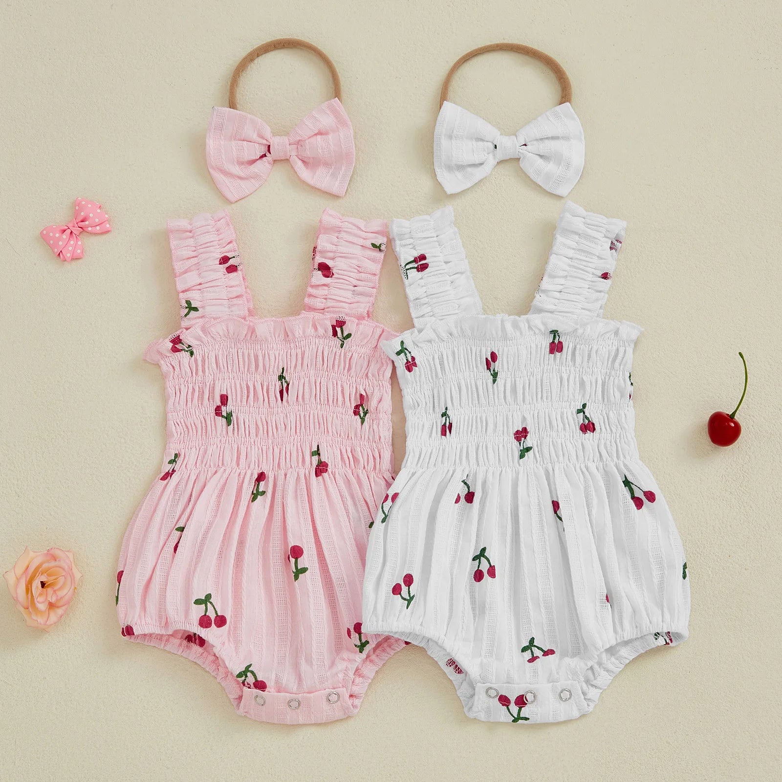 CHERRIES Smocked Romper