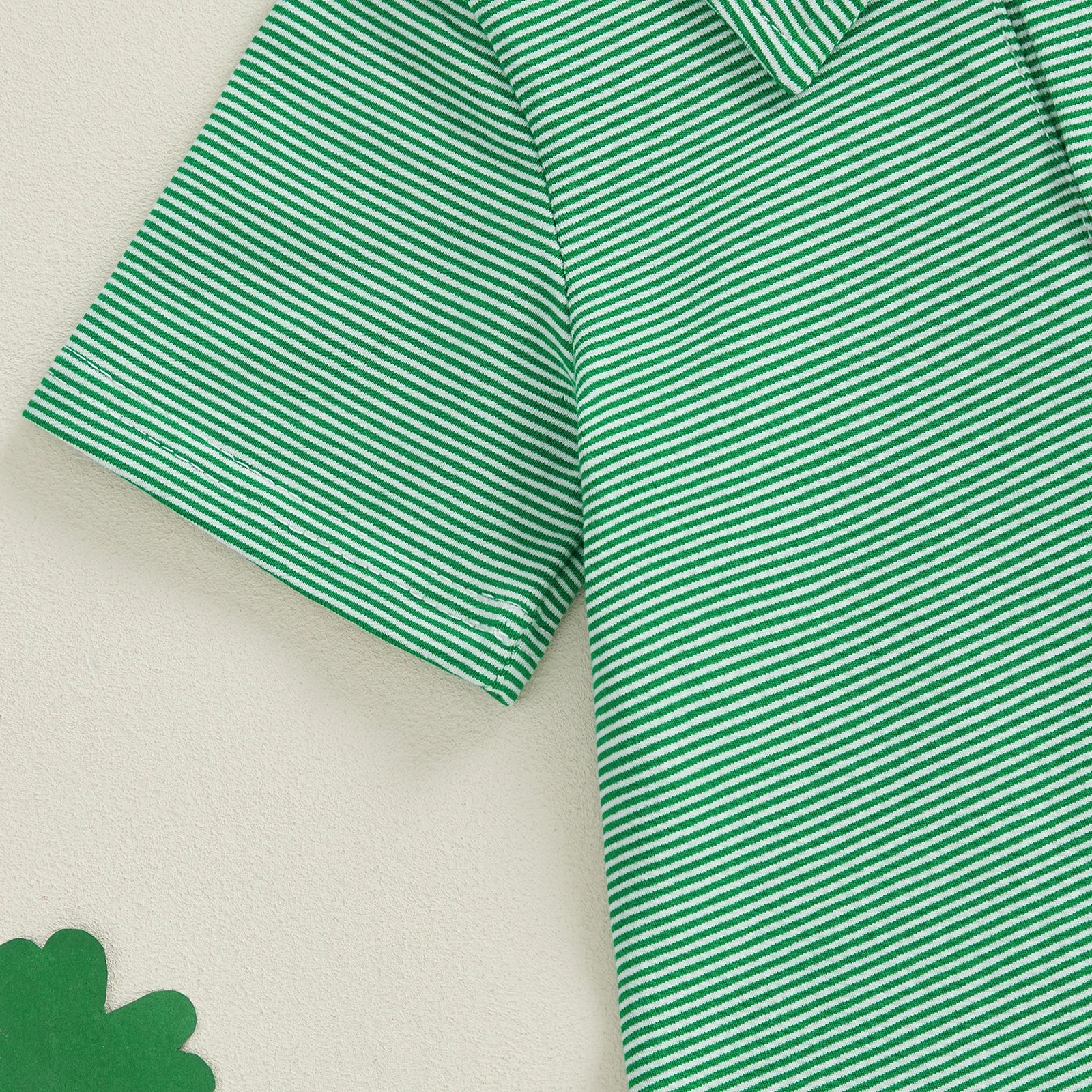 LUCKY CLOVER Striped Collar Romper