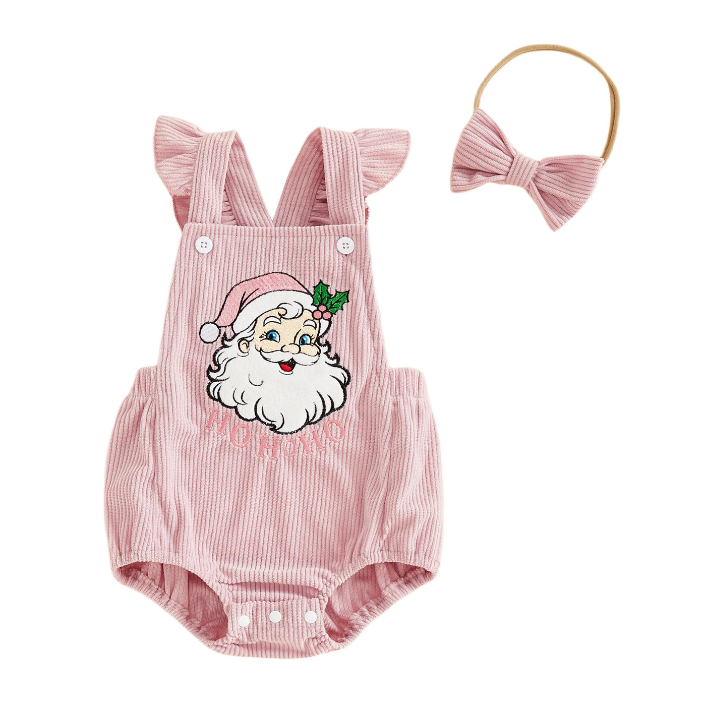 HO HO HO Pink Corduroy Romper