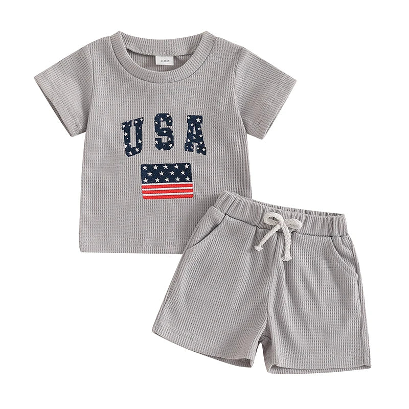 USA Gray Waffle Knit Outfit