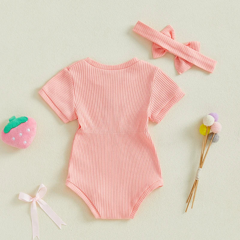 DOLLY Ribbed Romper with Headband