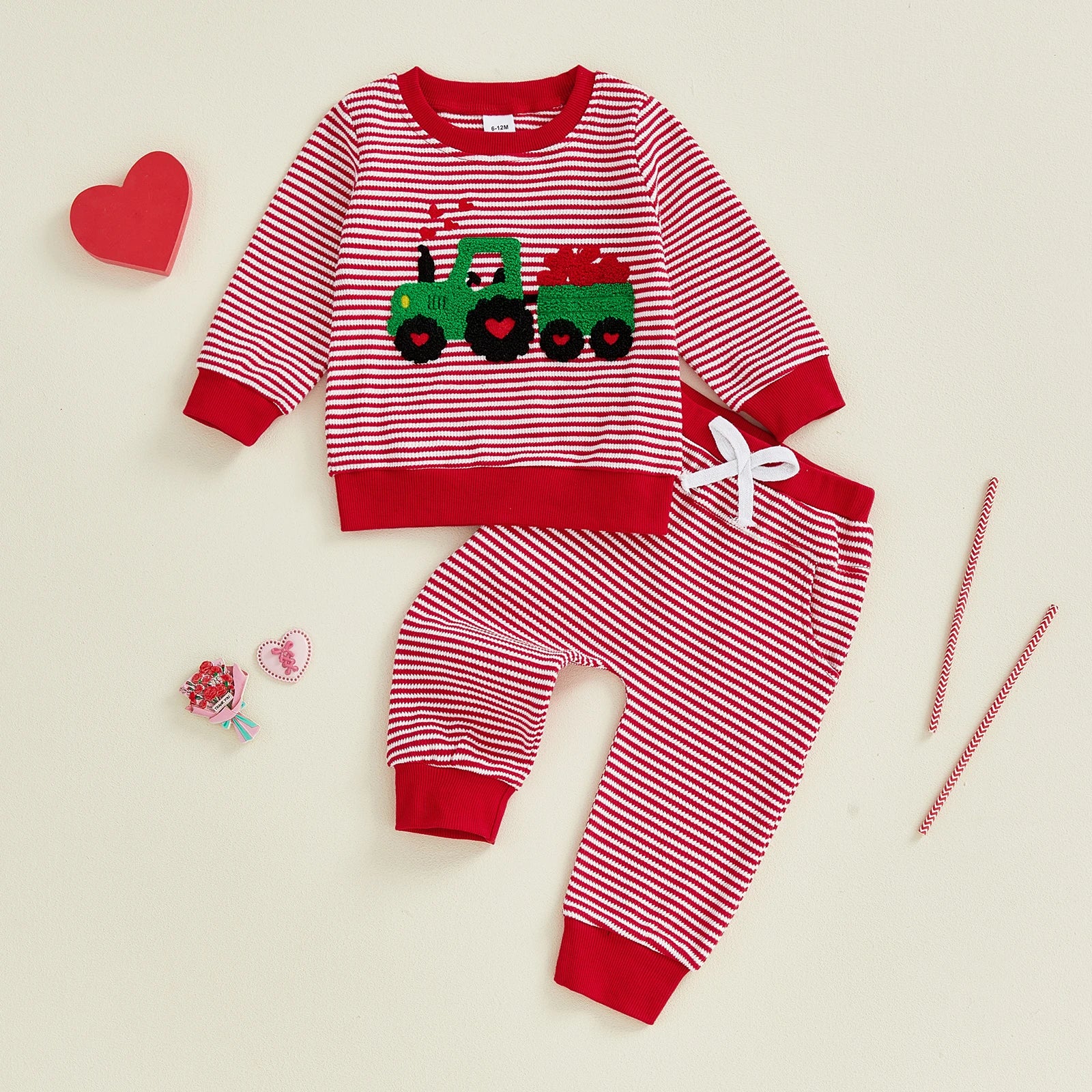 TRACTOR LOVE Striped Outfit