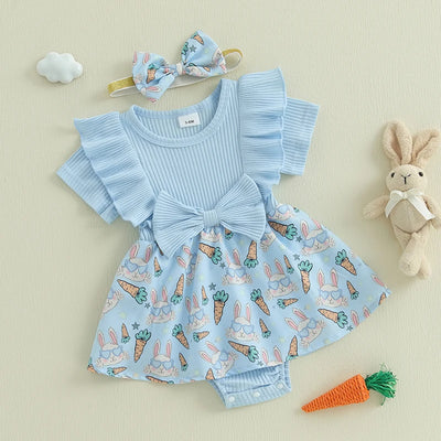 EASTER Bowtie Ruffle Romper Dress