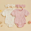 BOWTIES Ribbed Romper with Headband