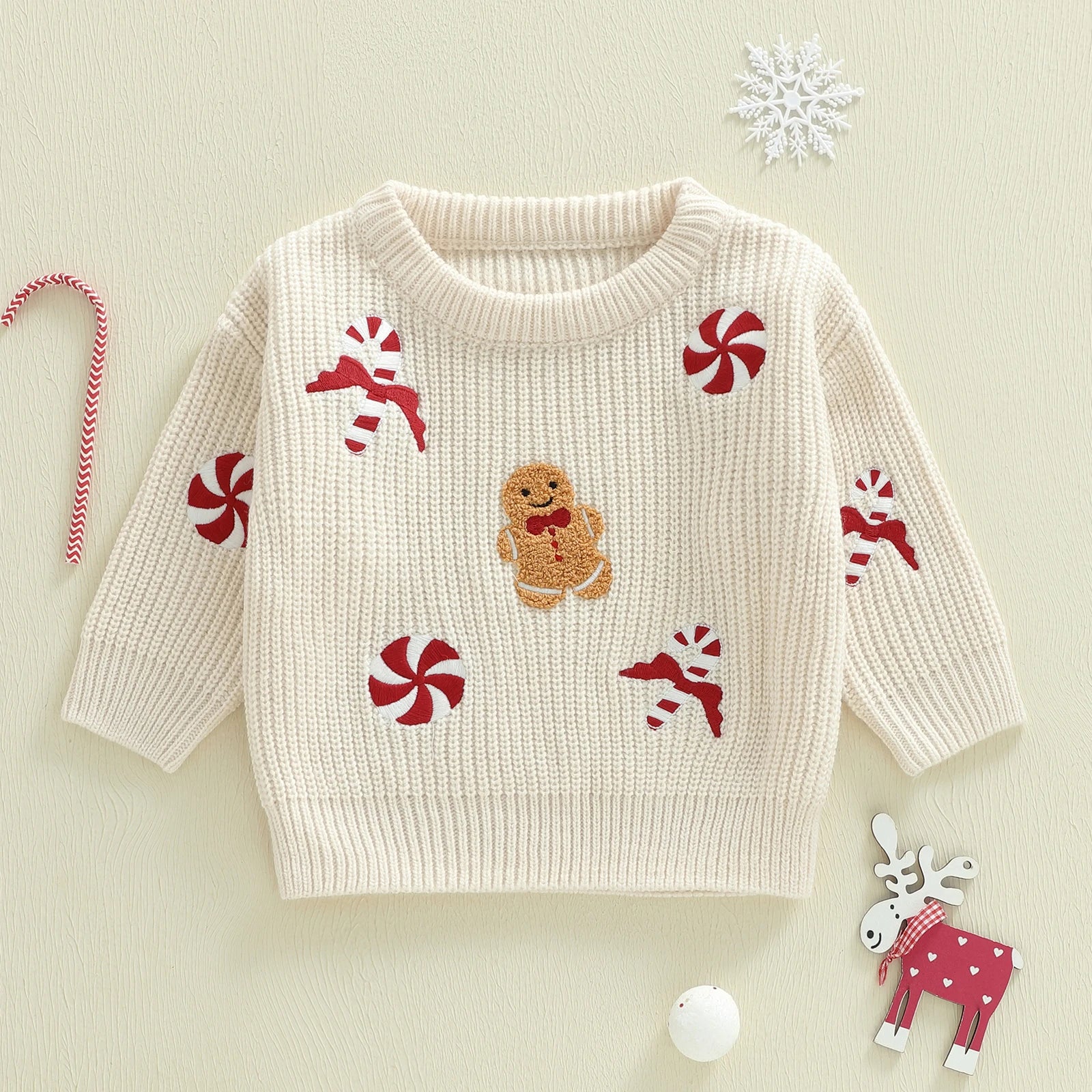 GINGERBREAD & CANDY CANE Knitted Sweater