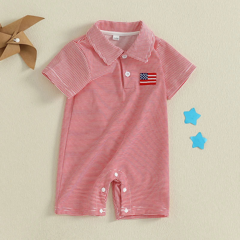 USA Red Striped Summer Jumpsuit