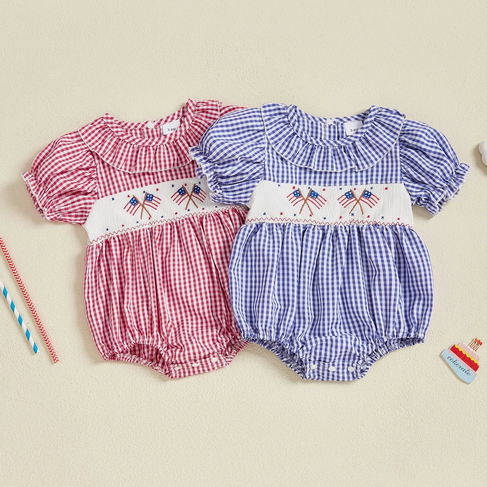 USA FLAG Checkered Romper