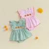 PUMPKIN Striped Ruffle Romper Dress