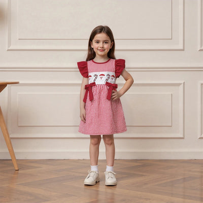 SANTA & CANDY CANE Plaid Bowtie Dress