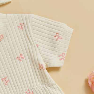 BOWTIES Ribbed Romper with Headband