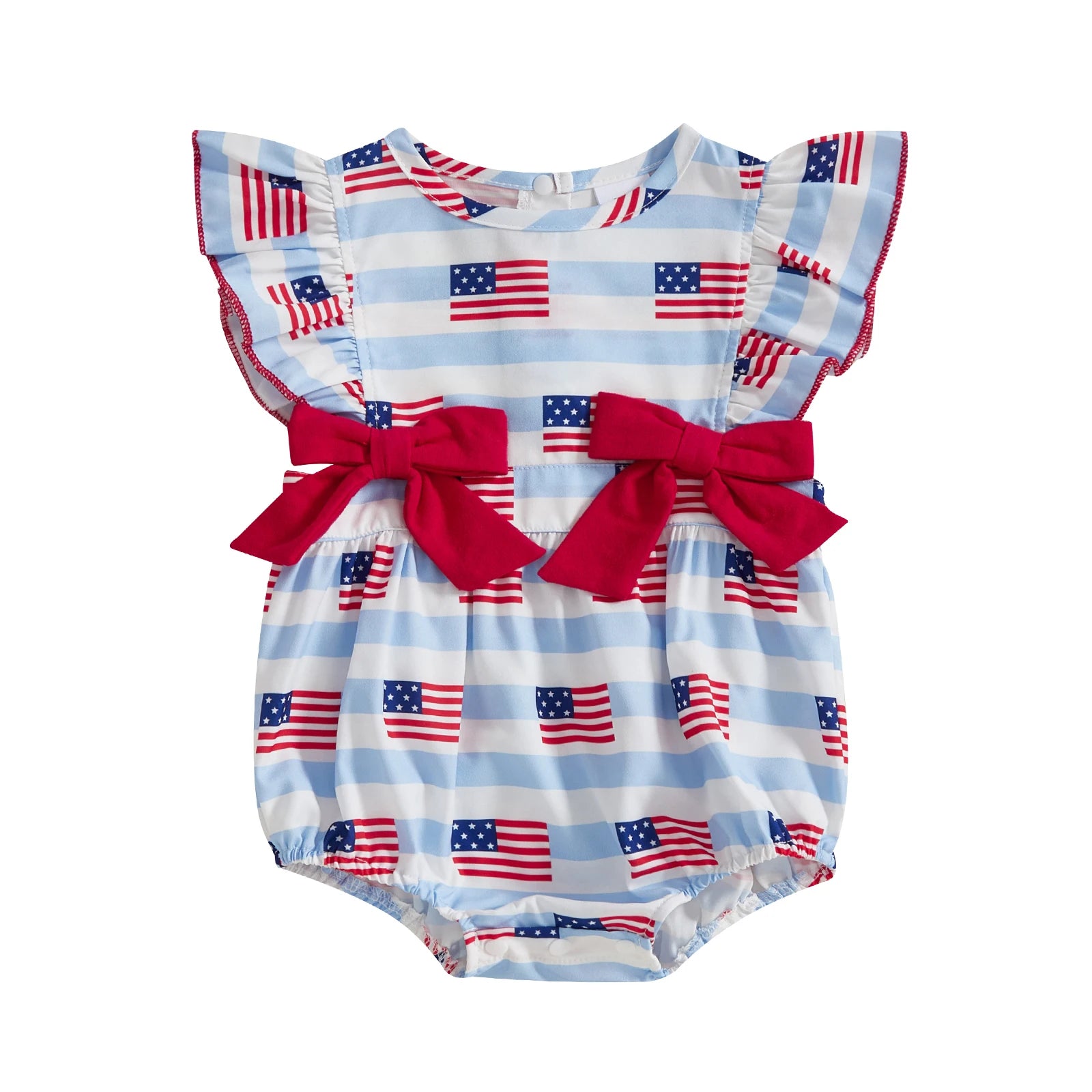 USA FLAGS Red Bowtie Romper