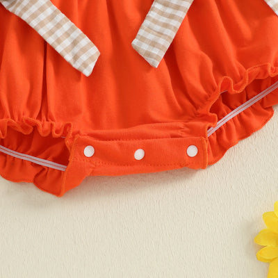 FOOTBALL Orange Bowtie Romper