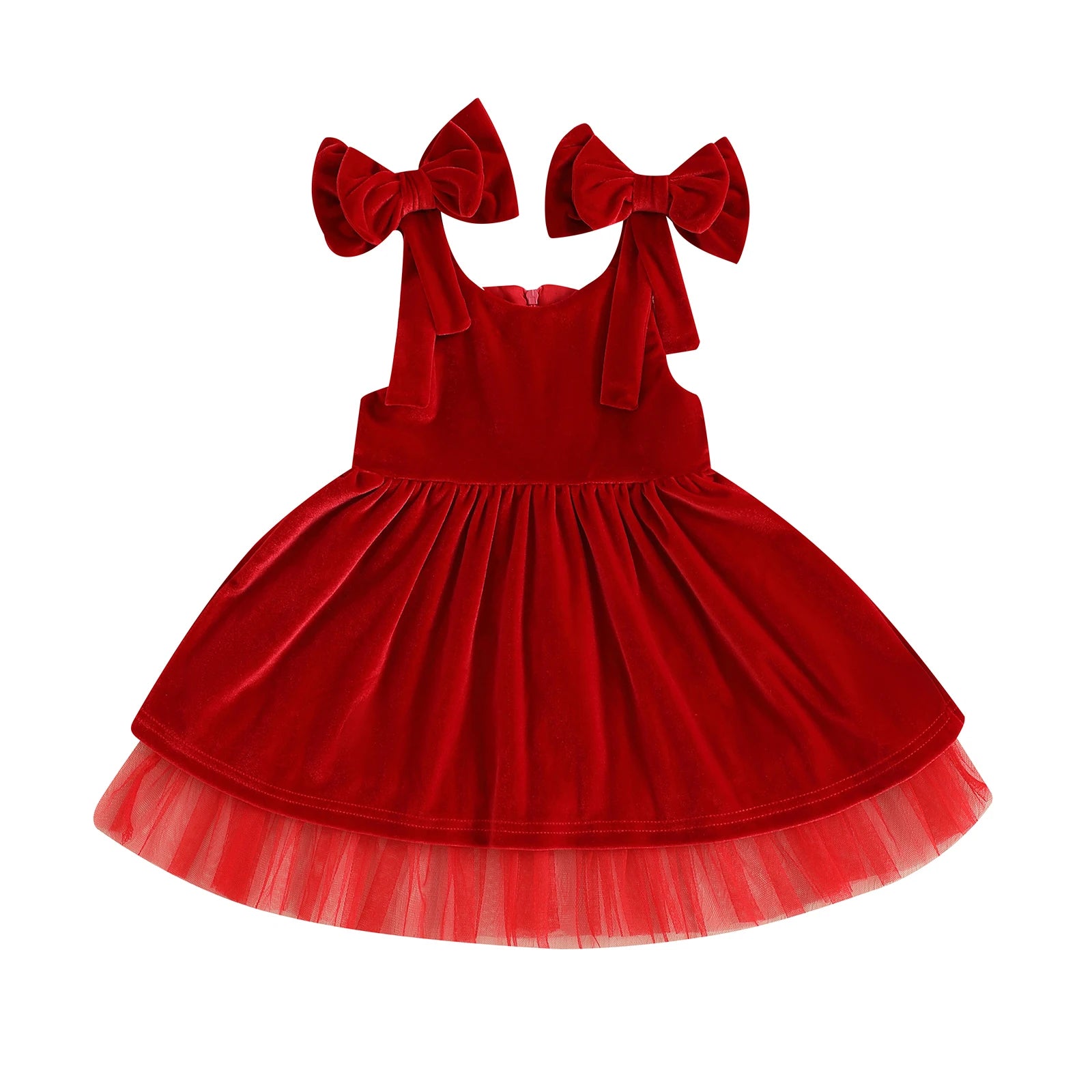 PAULA Red Velvet Bowtie Dress