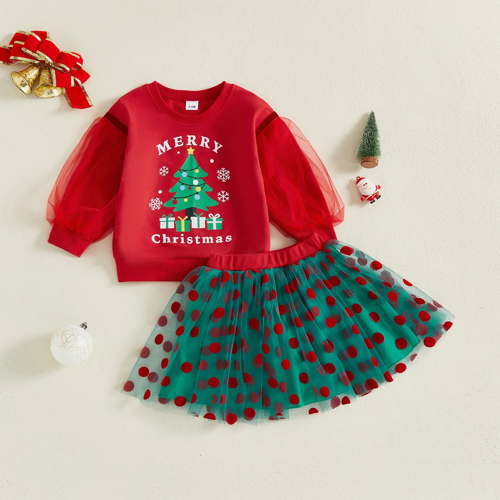MERRY CHRISTMAS Polka Dot Skirt Outfit
