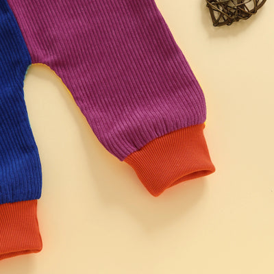 COLOR BLOCK Corduroy Pull-on Jumpsuit