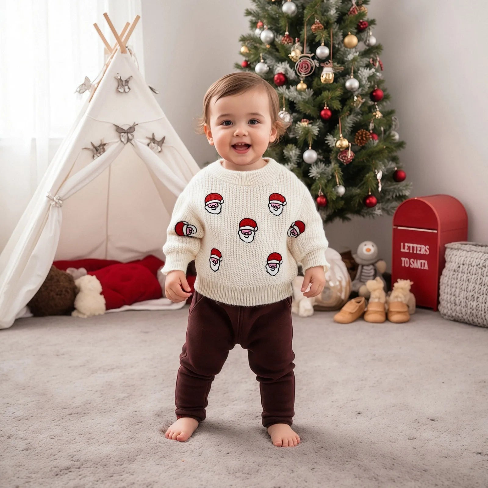 SANTA White Knitted Sweater