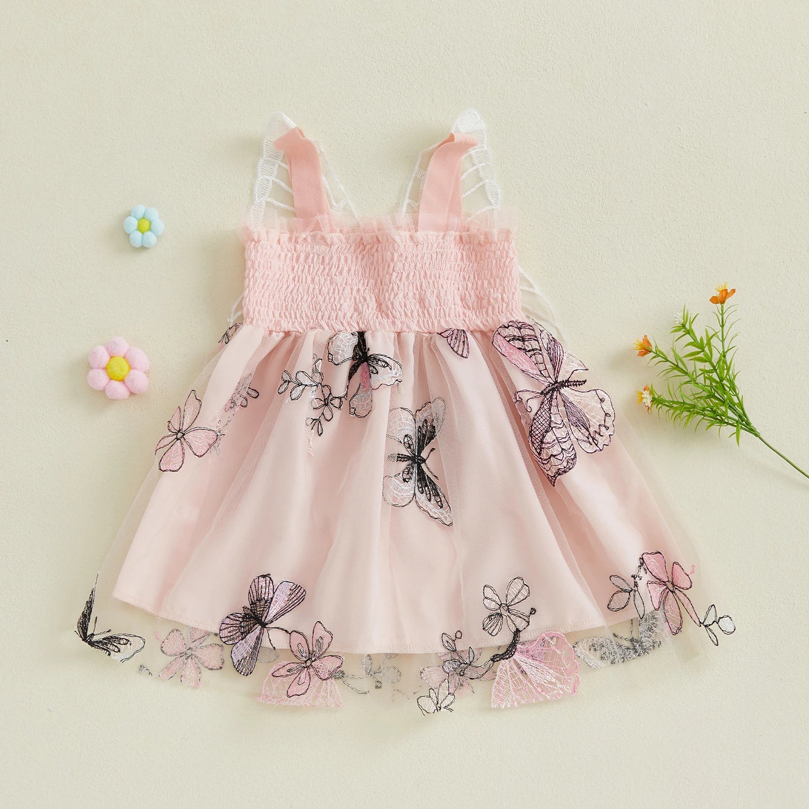 BUTTERFLY Pink Smocked Dress