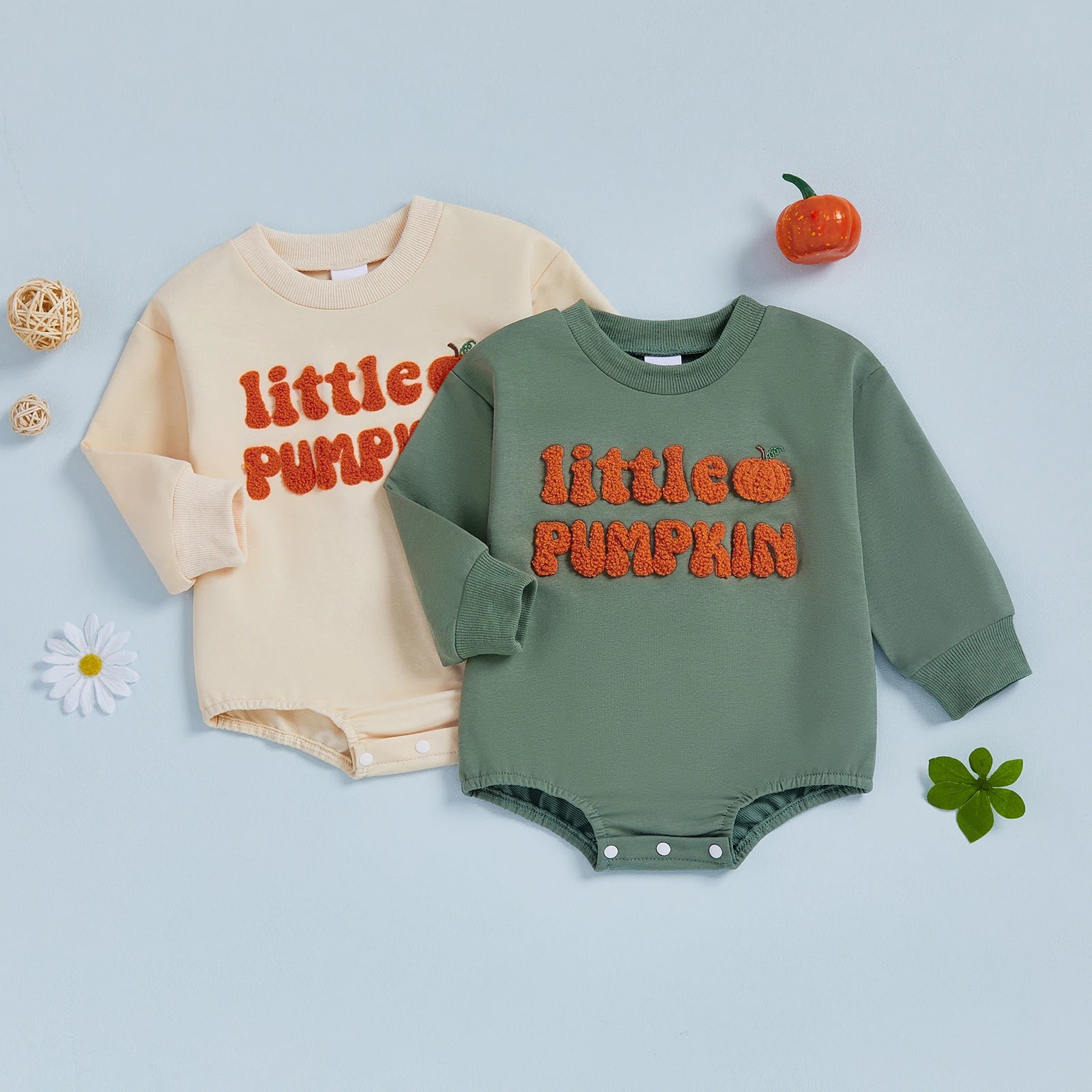 LITTLE PUMPKIN Plush Long-Sleeve Onesie