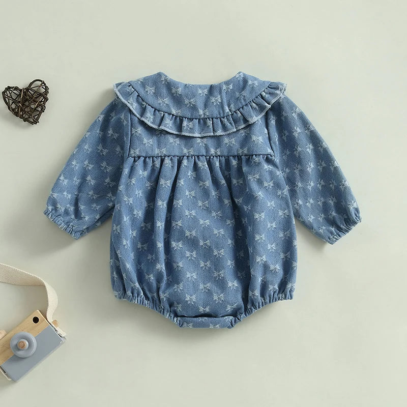 BOWTIES Denim Collar Romper