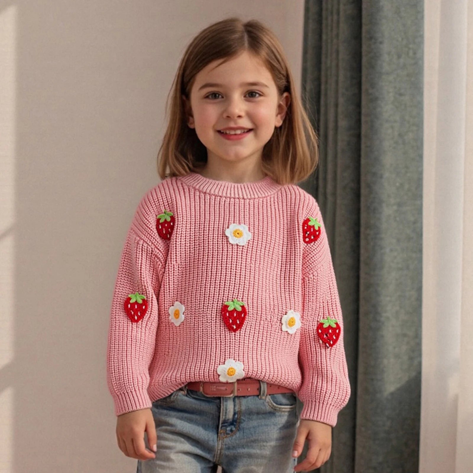 STRAWBERRIES & DAISIES Knitted Sweater