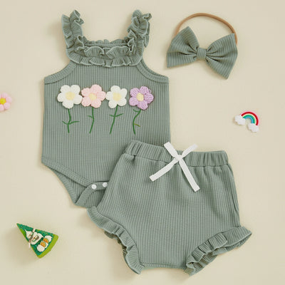 FLOWERS Ruffle Waffle Knit Outfit