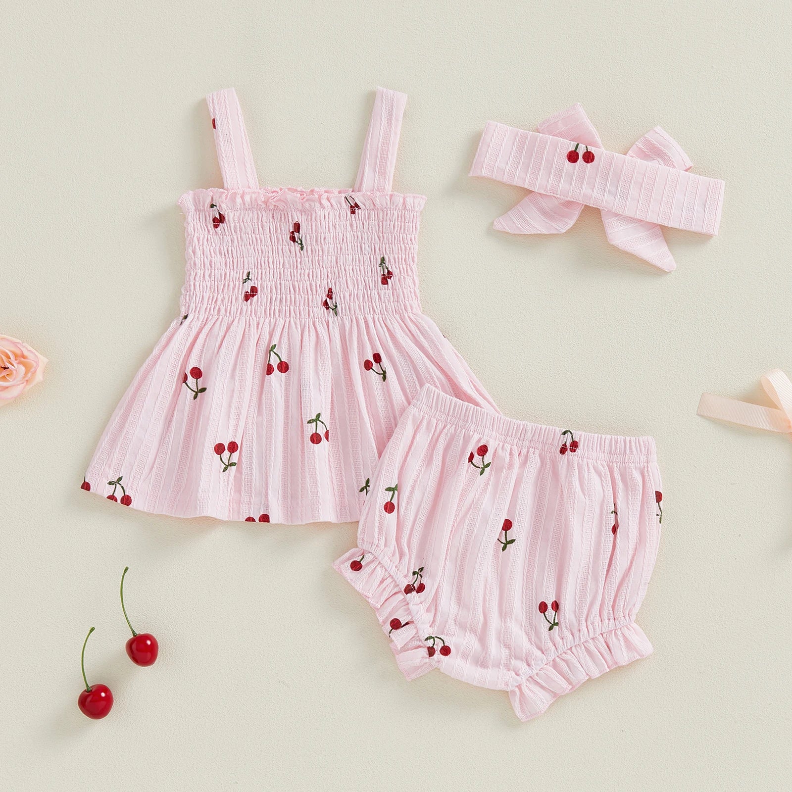 SWEET CHERRY Smocked Summer Outfit