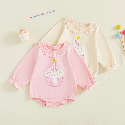 FIRST BIRTHDAY Cupcake Ruffle Long-Sleeve