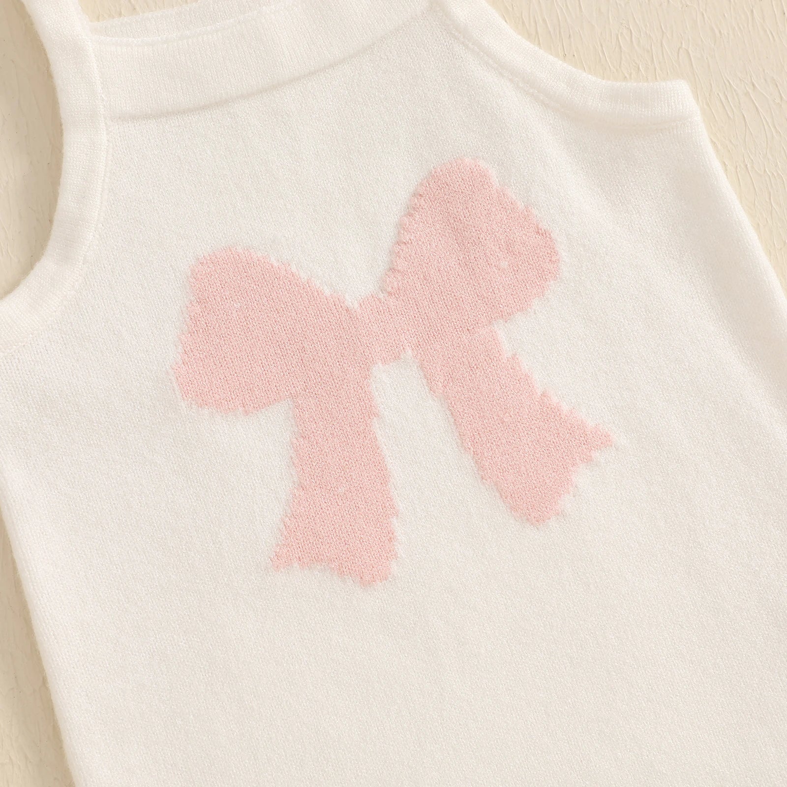 PINK BOW Knitted Romper