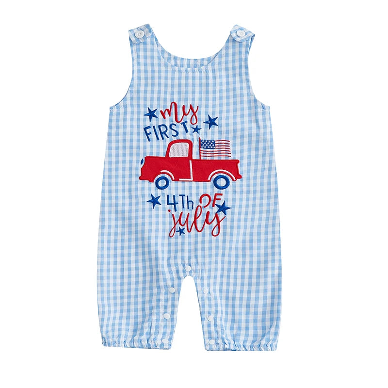 MY FIRST 4TH OF JULY Checkered Jumpsuit