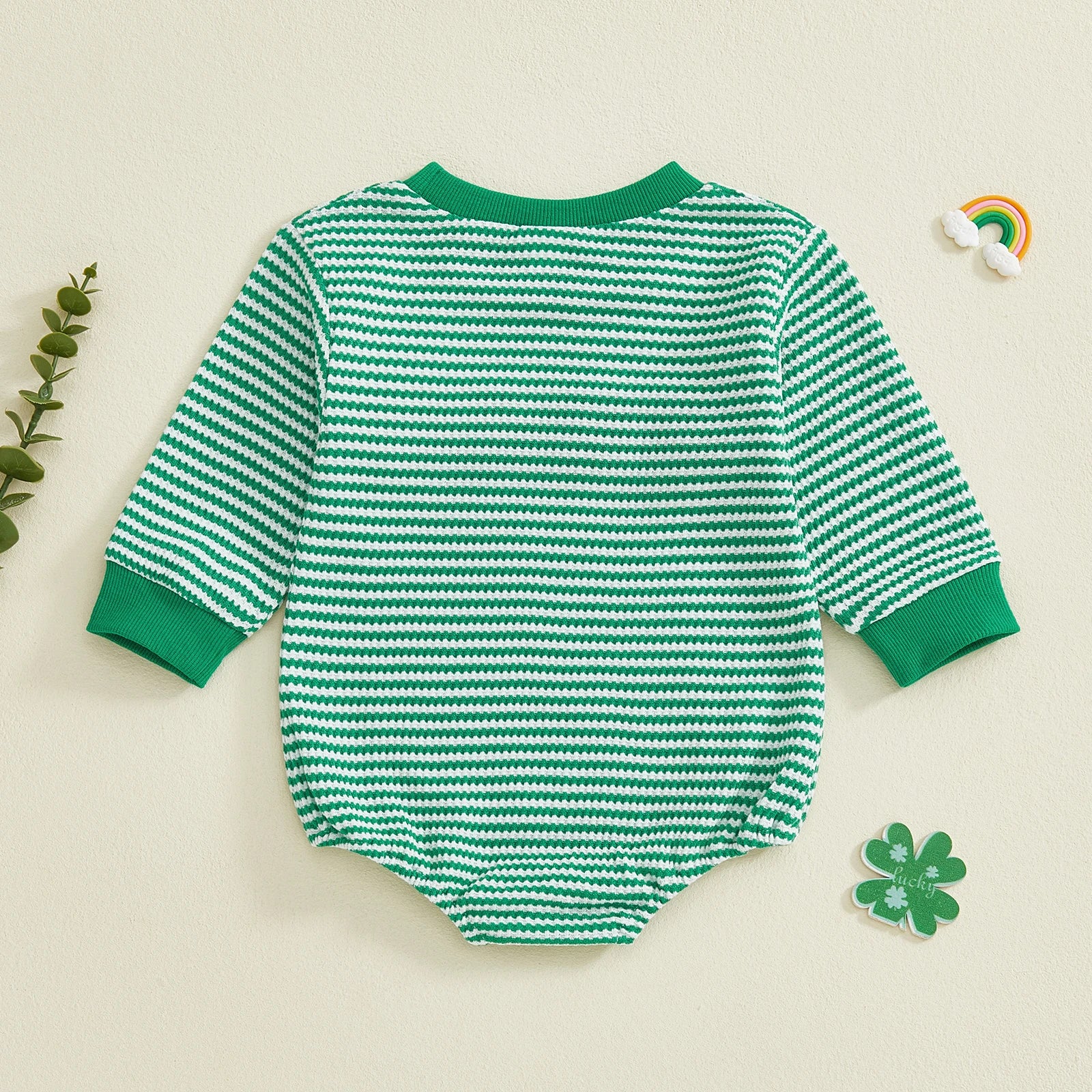 CLOVER Waffle Knit Long-Sleeve Romper