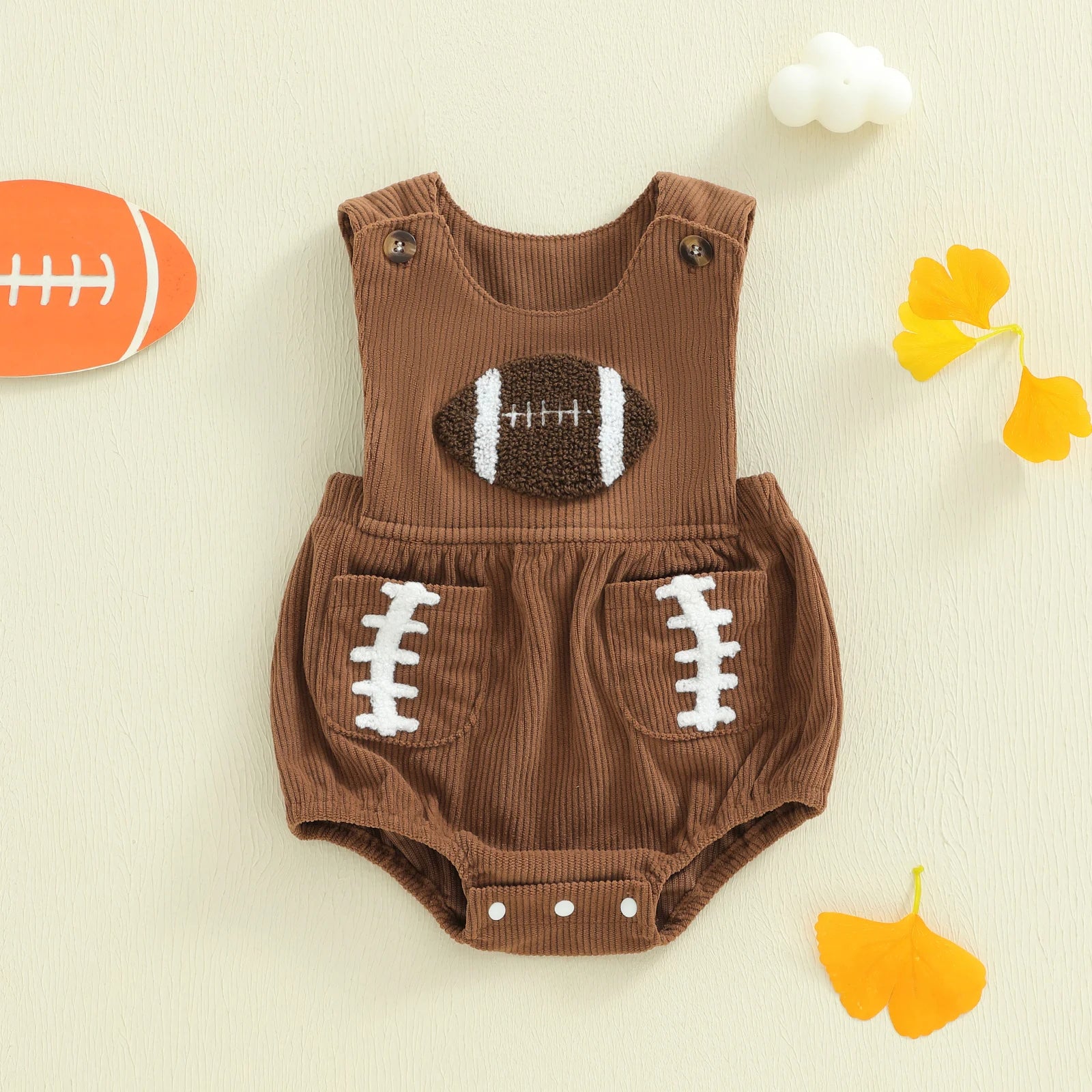 FOOTBALL Corduroy Pocket Romper