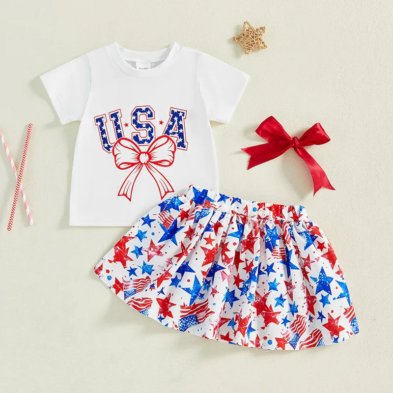 USA Bowtie Stars Skirt Outfit