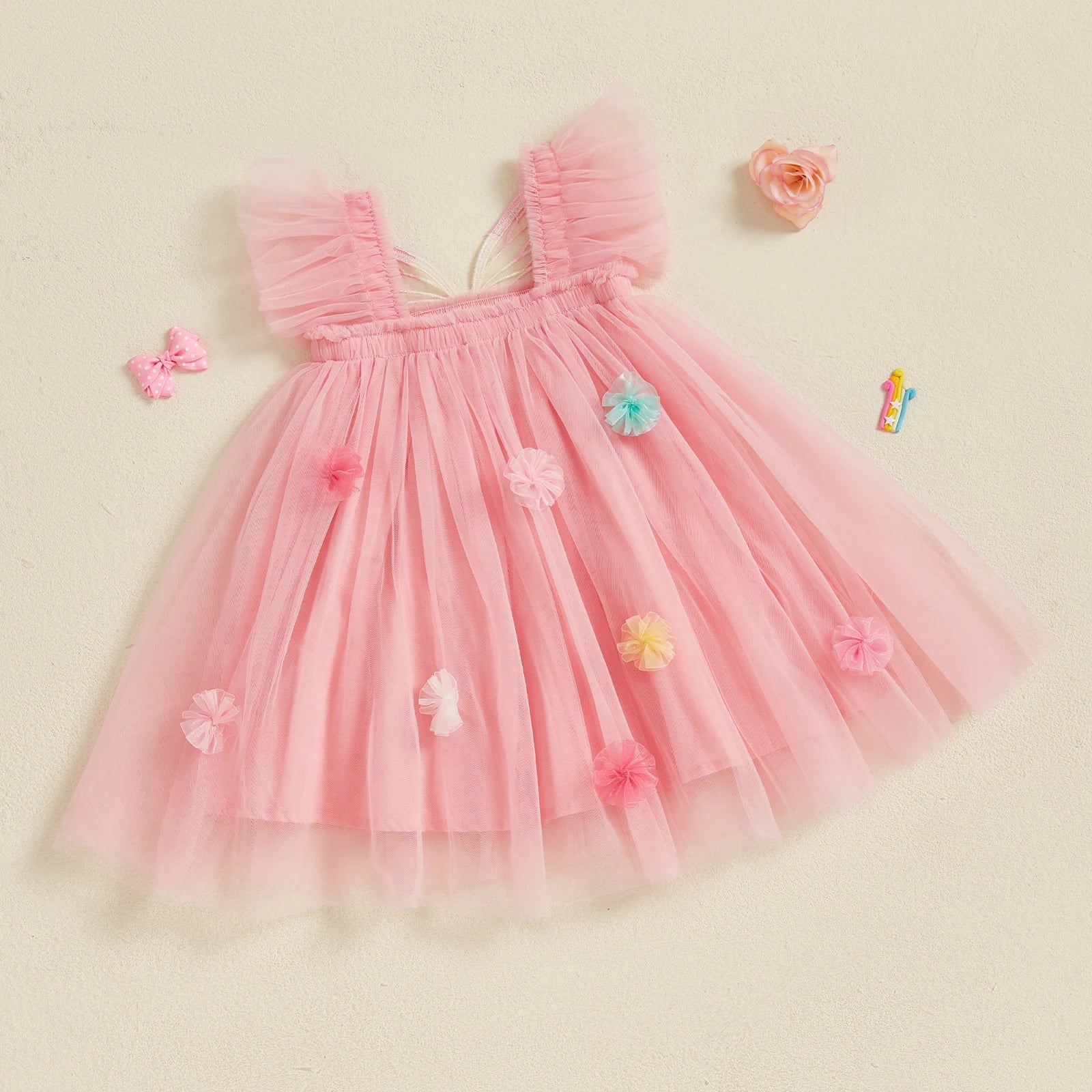 BUTTERFLY Pompom Tulle Dress