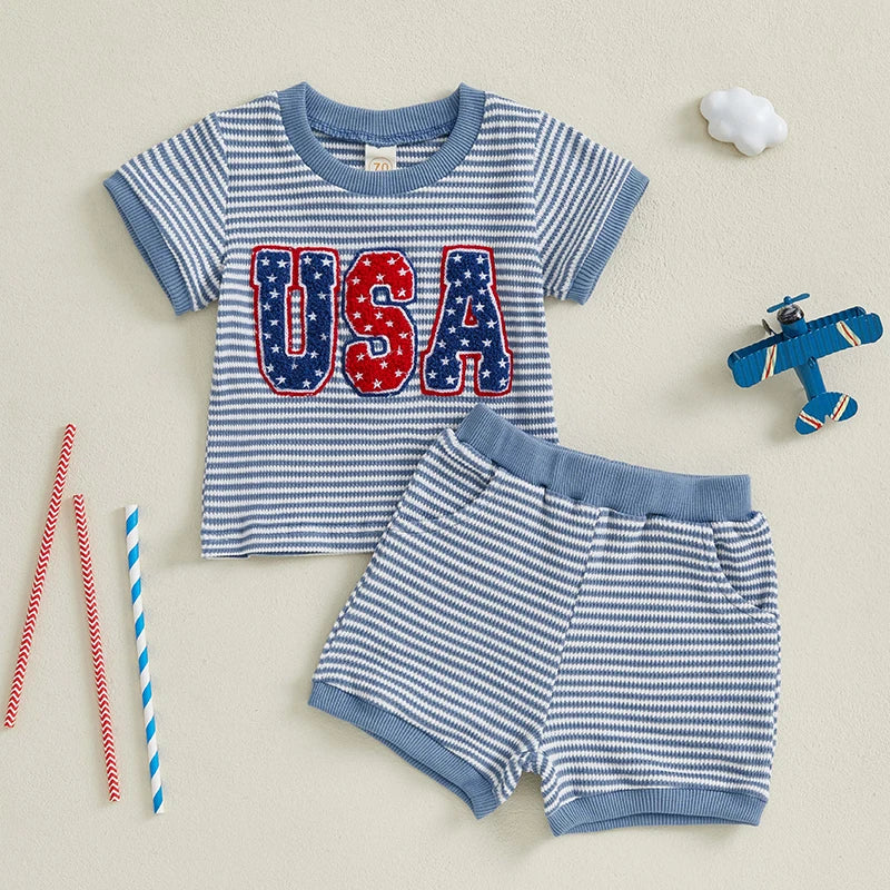 USA Striped Waffle Knit Outfit