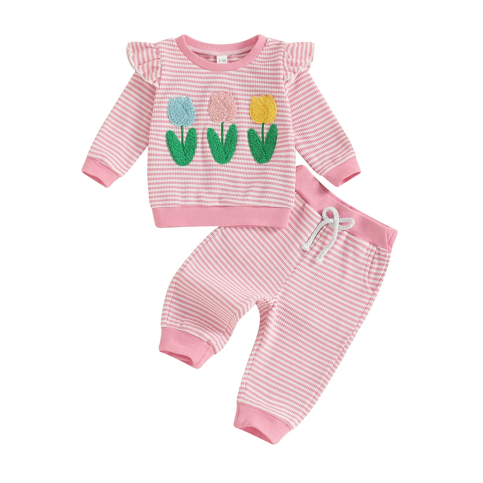 TULIPS Striped Ruffle Outfit