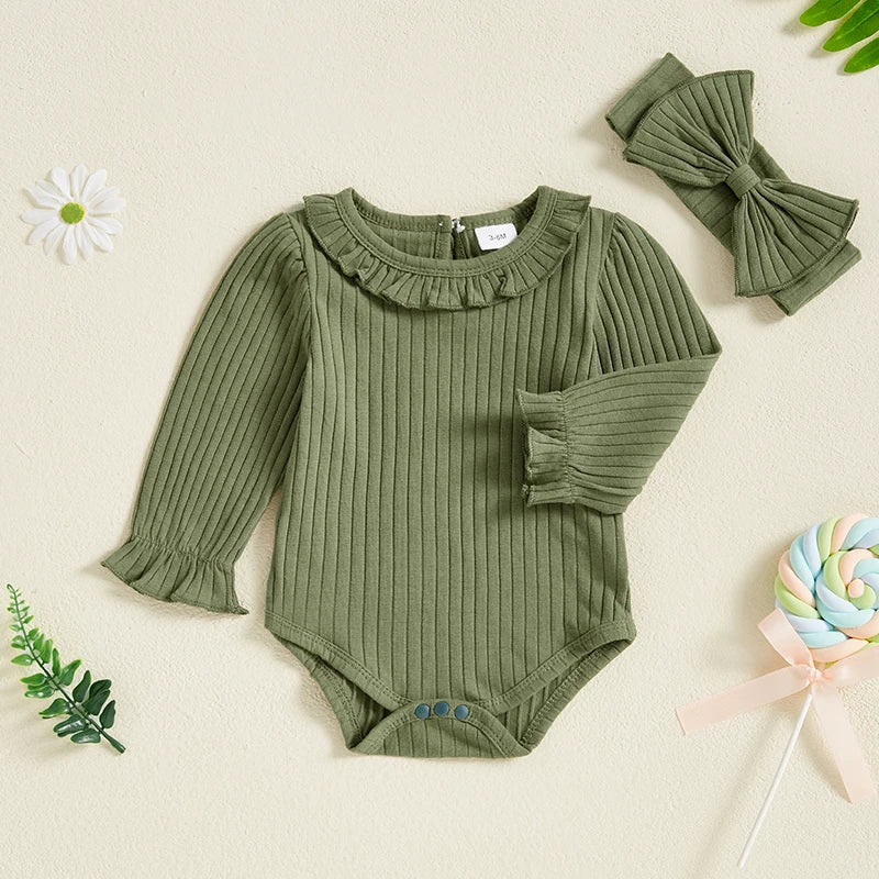 CORA Ribbed Collar Long-Sleeve Onesie
