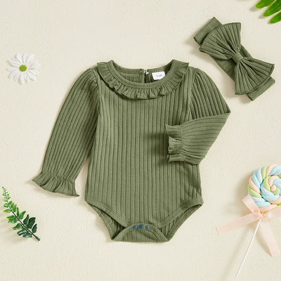 CORA Ribbed Collar Long-Sleeve Onesie