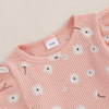 WHITE FLOWERS Ribbed Ruffle Outfit