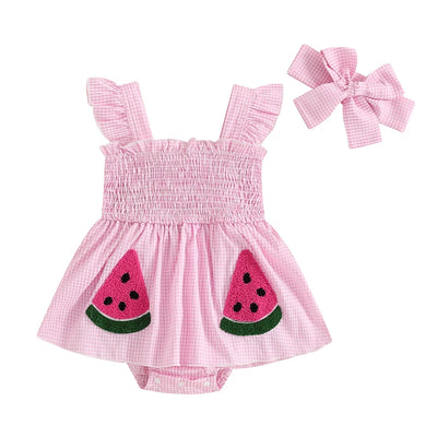 WATERMELON Smocked Romper