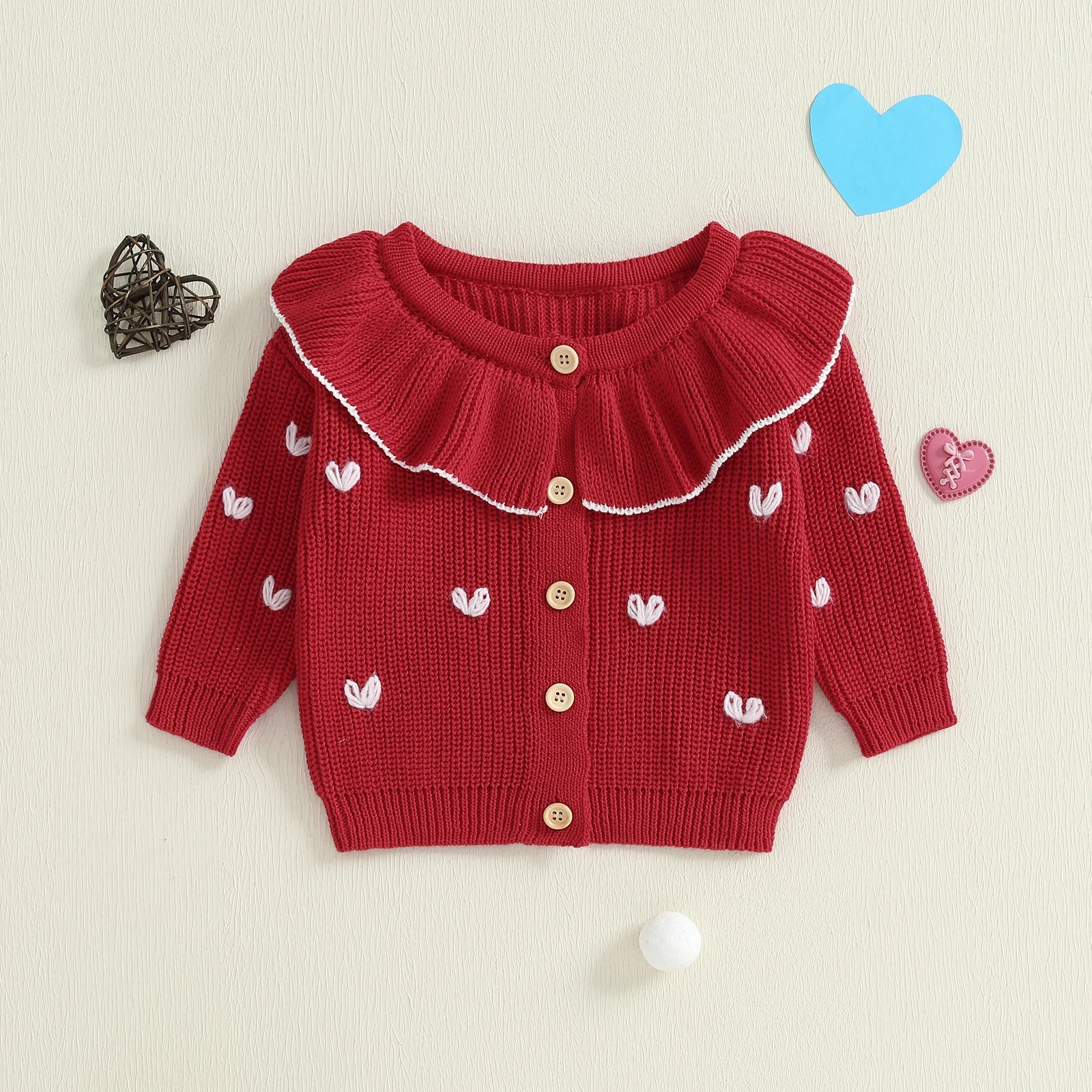 LITTLE HEARTS Collar Cardigan