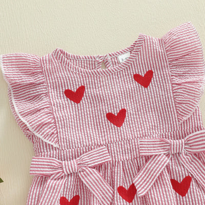 HEARTS Striped Bowtie Romper