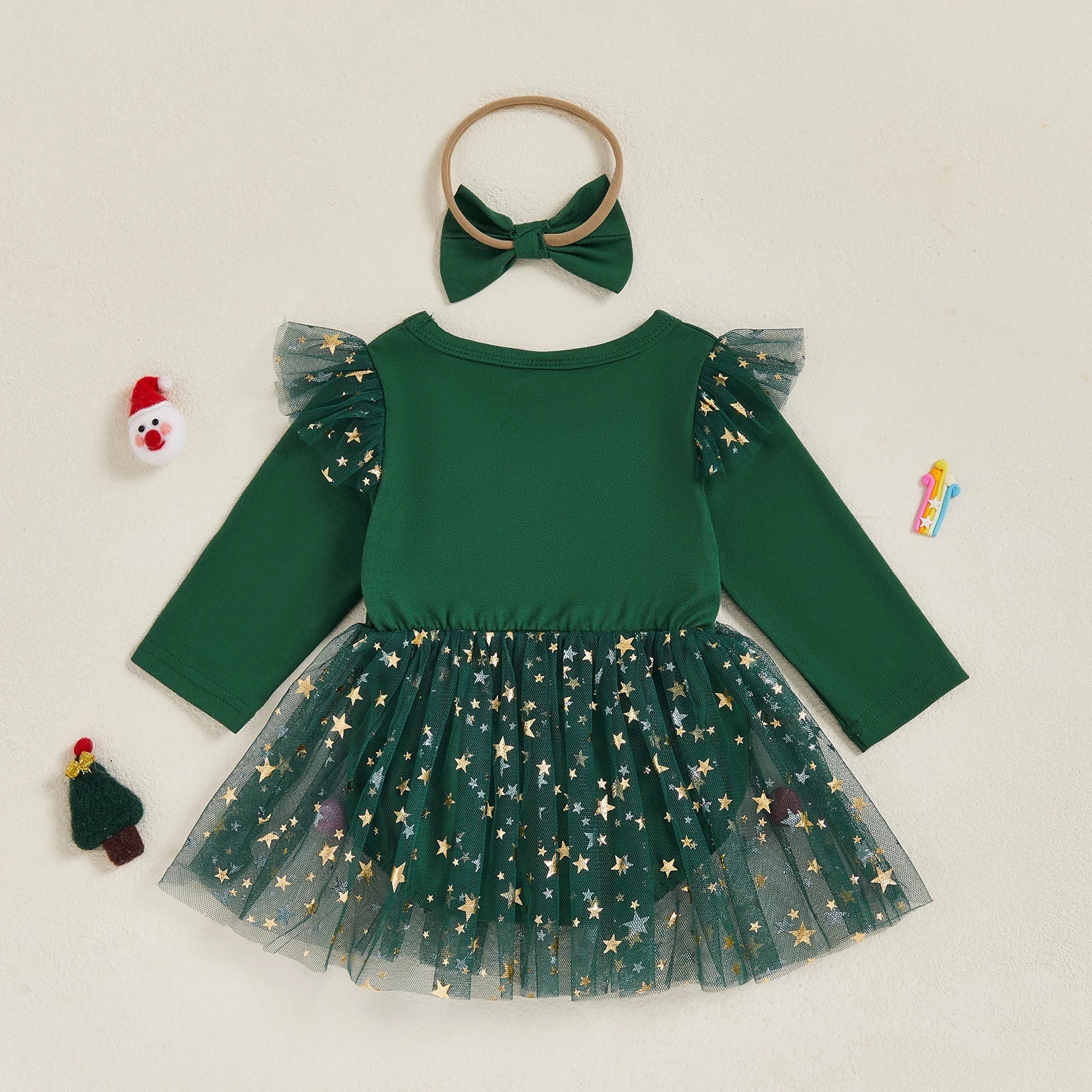 MY 1ST CHRISTMAS Sparking Stars Tutu Romper Dress