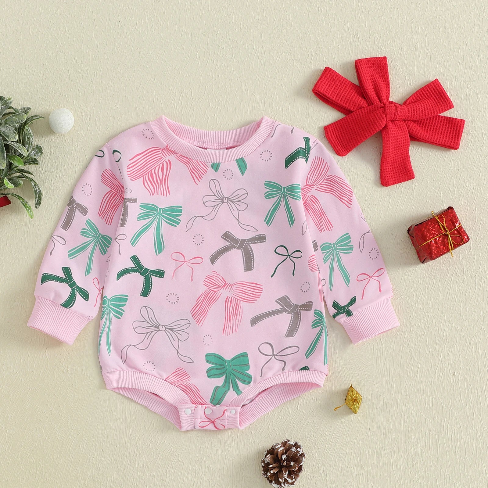 BOW TIES Long-Sleeve Romper